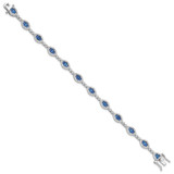 Sterling Silver Rhodium-plated White and Blue CZ Link Bracelet - QG-9E10701E-8253