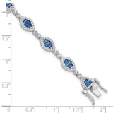 Sterling Silver Rhodium-plated White and Blue CZ Link Bracelet - QG-9E10701E-8253
