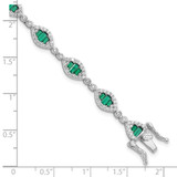 Sterling Silver Rhodium-plated White and Green CZ Link Bracelet - QG-9EF7728D-7761