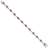 Sterling Silver Rhodium-plated White and Red CZ Link Bracelet - QG-90AE88C9-3316