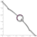 Sterling Silver Rhodium-plated White and Red CZ Open Circle 7.25 inch Bracelet