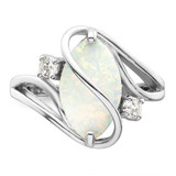 Sterling Silver Rhodium-plated White Created Opal & CZ Twist Ring - QR-A9FFC5EE-2294