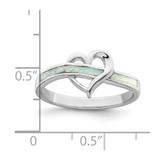Sterling Silver Rhodium-plated White Created Opal Inlay Heart Ring - QR-7E11B27C-4170