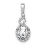 Sterling Silver Rhodium-plated White Topaz & Diam. Pendant - QB-0A631E69-4385
