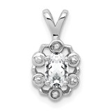 Sterling Silver Rhodium-plated White Topaz & Diam. Pendant - QB-9716D27A-3491