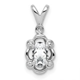 Sterling Silver Rhodium-plated White Topaz & Diam. Pendant - QB-BF1385E0-2281