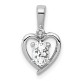 Sterling Silver Rhodium-plated White Topaz & Diam. Pendant - QB-CAB0E7E5-4824