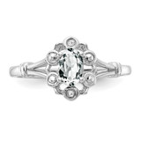 Sterling Silver Rhodium-plated White Topaz & Diam. Ring - QB-45C42E1E-6700