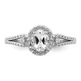 Sterling Silver Rhodium-plated White Topaz & Diam. Ring - QB-C11C3A47-6584