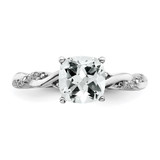 Sterling Silver Rhodium-plated White Topaz and Diamond Ring - RM-61748763-1333