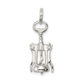 Sterling Silver Rhodium-plated Wine Bottle Opener Charm