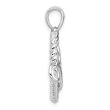 Sterling Silver Rhodium-plated with 14k Accent Polished CZ MOM Rope Heart Pendant