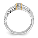 Sterling Silver Rhodium-plated with 14k Accent Polished CZ Twisted Ring - QR-BA3D5B78-8789