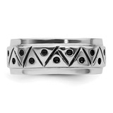 Sterling Silver Rhodium-plated with Antiqued 9mm Zig Zag Band Ring - QR-5783C139-2869