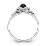 Sterling Silver Rhodium-plated with Black Oval Onyx Stone Ring - QR-4238758D-3138