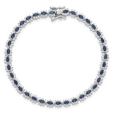 Sterling Silver Rhodium-plated with Blue and White CZ 7.5in Bracelet
