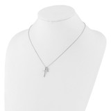 Sterling Silver Rhodium-plated with CZ Double Cross 18in Necklace
