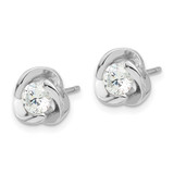 Sterling Silver Rhodium-plated with CZ Love Knot Post Earrings - QE-09C30BF0-7593