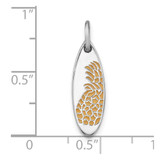 Sterling Silver Rhodium-plated Yellow Enamel Pineapple Surfboard Pendant