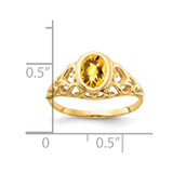 14k 7x5mm Oval Citrine Checker ring - Y4-0220199B-5938