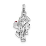 Sterling Silver Rhodium-platedEnamel Candy Cane Charm - QC-29D091F9-7855