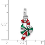Sterling Silver Rhodium-platedEnamel Candy Cane Charm - QC-D5778767-3602