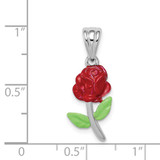 Sterling Silver Rhodium-platedEnamel Flower Charm