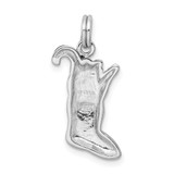 Sterling Silver Rhodium-platedEnamel Stocking Charm