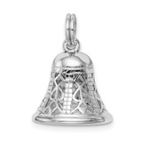 Sterling Silver Rhodium-platedPolished Movable Bell Charm