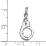 Sterling Silver Rhodium-platedPolished Movable Handcuffs Charm