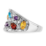 Sterling Silver Rhodium-plt Amethyst/Citrine/Blue Topaz/Garnet/Peridot Ring - QR-1809A9F4-4553
