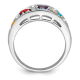 Sterling Silver Rhodium-plt Amethyst/Citrine/Blue Topaz/Garnet/Peridot Ring - QR-51CD7D46-6128