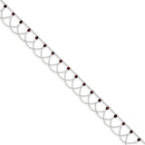 Sterling Silver Rhodolite Garnet Anklet