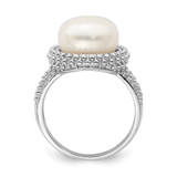 Sterling Silver Rhod-plat 11-12mm White FWC Pearl Ring - QR-09C4D8FF-5471