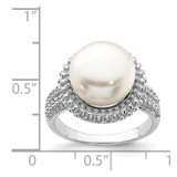 Sterling Silver Rhod-plat 11-12mm White FWC Pearl Ring - QR-BACB0EC1-8091