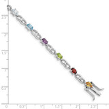 Sterling Silver Rhod-plat Ameth, Bl Top Citri, Perid, Garnet Bracelet