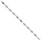 Sterling Silver Rhod-plat Amethyst Topaz Peridot Citrine Garnet Bracelet