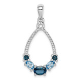 Sterling Silver Rhod-plat London blue and LB topaz Pendant - QP-79B8EA87-4332
