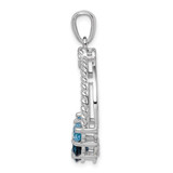 Sterling Silver Rhod-plat London blue and LB topaz Pendant - QP-7D39E391-9327