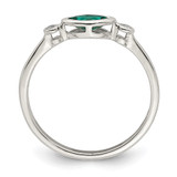 Sterling Silver Rhod-platd Polished Created Emerald/White Topaz Ring - QR-E8DE5C38-6224