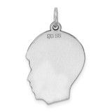 Sterling Silver Rhod-plate Eng. Boy Polish Front/Satin Back Disc Charm - QM-B31B571C-7813