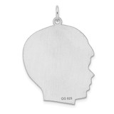 Sterling Silver Rhod-plate Eng. Boy Polished Front/Satin Back Disc Charm - QM-15DAD3C8-6615