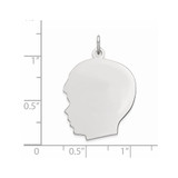 Sterling Silver Rhod-plate Eng. Boy Polished Front/Satin Back Disc Charm - QM-39A9B1EF-1872