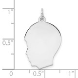 Sterling Silver Rhod-plate Eng. Boy Polished Front/Satin Back Disc Charm - QM-B2B34A8B-3531