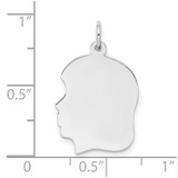 Sterling Silver Rhod-plate Eng. Girl Disc Charm Polish on Front/Back - QM-3791C85A-6391