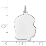 Sterling Silver Rhod-plate Eng. Girl Polish Front/Satin Back Disc Charm - QM-283B18E7-3763