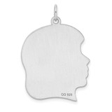 Sterling Silver Rhod-plate Eng. Girl Polished Front/Satin Back Disc Charm - QM-731CFA72-3186