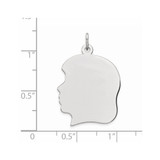 Sterling Silver Rhod-plate Eng. Girl Polished Front/Satin Back Disc Charm - QM-C1427814-5232