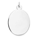 Sterling Silver Rhod-plate Eng. Oval Polish Front/Back Disc Charm - QM-E051C7A3-3604