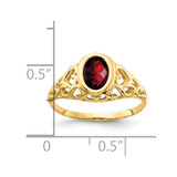 14k 7x5mm Oval Garnet Checker ring